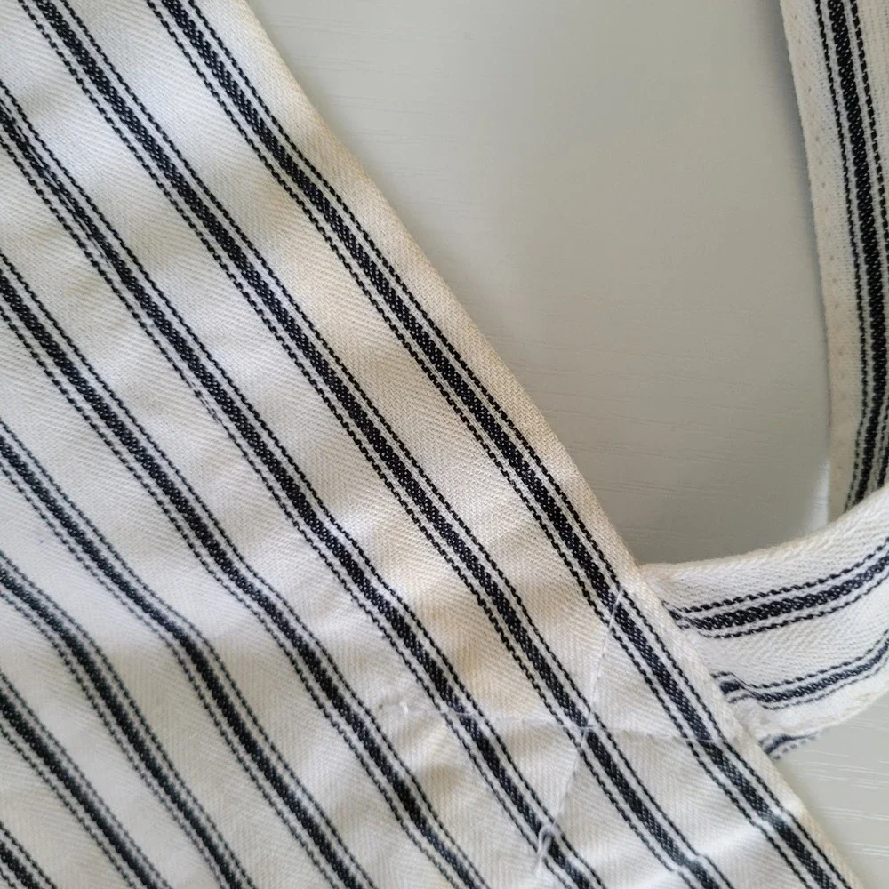 Anya Hindmarch London Striped Canvas Tote‎ Bag Navy Cream Bow Logo Shopper